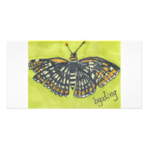 Checkerspot fjäril hälsningskort med foto