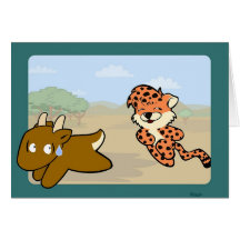 Cheetah som jagar antilop hälsnings kort