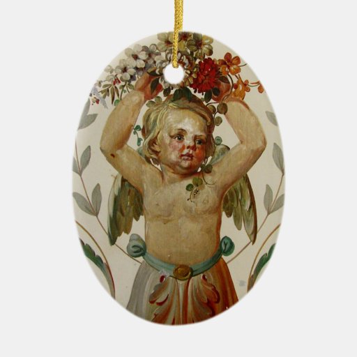 Cherub med buketten julgranskulor