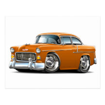 Chevy Belair orangebil 1955 Vykort