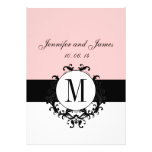 Chic fransk damastast Monogrambröllopinbjudan