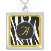 Chic halsband för zebra tryckgultMonogram