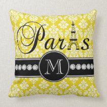 Chic Monogrammed gula damastast Paris kuddar