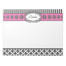 Chic Paris Retro rosa och svart damast Memo Note Pad
