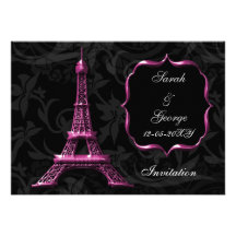 chic rosa eiffel torn Paris som gifta sig inbjudan
