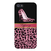 Chic rosa glansigt fodral för jaguartryckiPhone 5