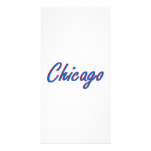 Chicago blått och rött foto kort