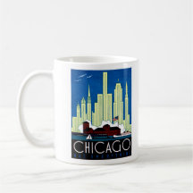 Chicago för 1930 besök affisch kaffe kopp