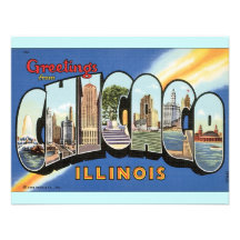 Chicago Illinois vintagevykort Inbjudan