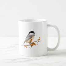 Chickadee på prydde med ädelsten löv mugg