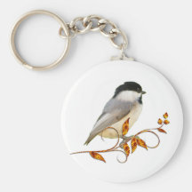 Chickadee på prydde med ädelsten löv nyckelring