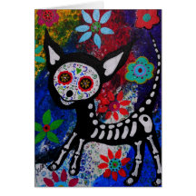 Chihuahua Diameter De los Muertos vid Prisarts Hälsnings Kort