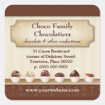 Chocolatier visning kontrar befordrings- fyrkantiga klistermärken