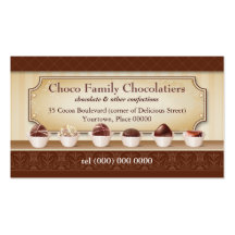 Chocolatier visning kontrar visitkorten