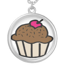 Chokladmuffin med ett halsband för körsbär överst