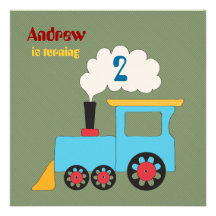 Choo Choo tågfödelsedagsfest inbjudan
