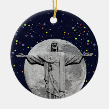 Christ, moon and stars christmas ornament