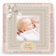 Christening för foto för flickor för pärla för elf anpassningsbara inbjudningskort