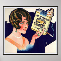 Cigarett för gammal nord för vintage som statlig a print