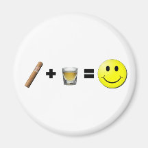 Cigarr + Shots = lycka Kylskåpsnagnet