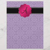 Cirklar purpurfärgade retro blommor för Monogram o Personliga Flygblad