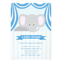 Cirkuselefantbaby shower Inviation - pojke Personliga Inbjudan