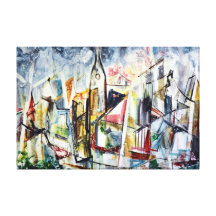 CITYSCAPE STRÄCKTA KANVAS TRYCK