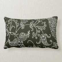 Classic Black and White Floral Paisley Print Throw Pillow