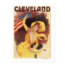 Cleveland cyklar amerikanflickan i gult vykort