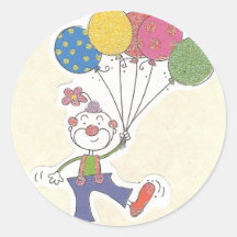 Clown med ballongrundaklistermärken
