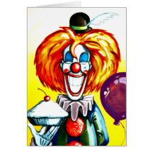 Clown med pajmålning hälsningskort