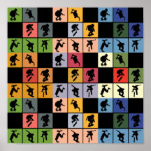 Collage för popkonstSkateboarders Print