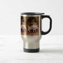Collie, flicka och katt kaffe muggar