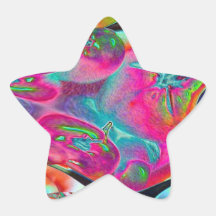 Colored Foil Tomatoes Fractal Star Stickers