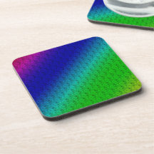Colorful Diagonal Stripes and Flowers Cork Coaster