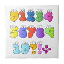COLOURFUL GOOGLY EYE NUMBERS BUBBLY FUN KIDS EDUCA CERAMIC TILES