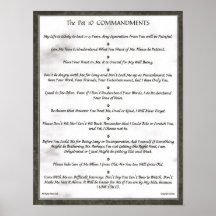 Commandmentsna för husdjur 10 för Pets=Cats, hunda Posters