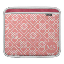 Coral Monogram Geometric Pattern iPad Sleeve