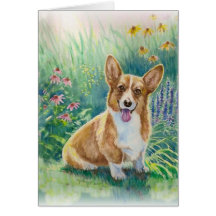 Corgi i trädgården kort