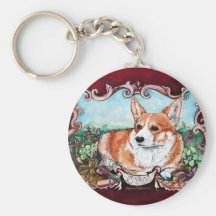 Corgi i trädgården! nyckelringar