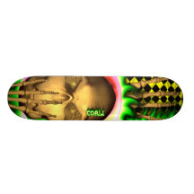 corligrönt flammar döskalle skateboard