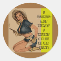 Cowgirlchic är det går Time Rund Klistermärke