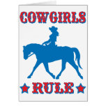 Cowgirls härskar (rött/blått) hälsningskort