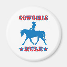 Cowgirls härskar (rött/blått) kylskåps magneter