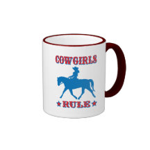 Cowgirls härskar (rött/blått) mugg