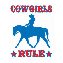Cowgirls härskar (rött/blått) vykort