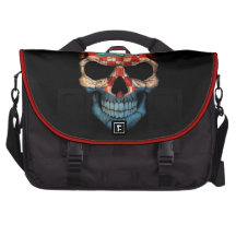 Croatian Flag Skull on Black Laptop Messenger Bag