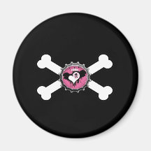 crossbones för bottlecap för hjärta för emoskalle  kylskåpsnagnet