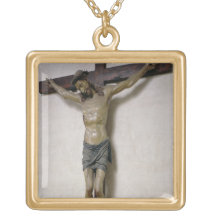 Crucifix (polychrome trä) anpassningsbar halsband