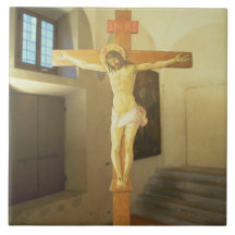 Crucifix (tempera på trä) keramiska plattor